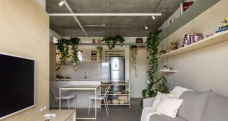 Apartamento Mari 402 valoriza laje de concreto aparente em Rio do Sul