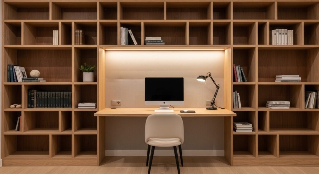 Estante com Escrivaninha Integrada iluminada