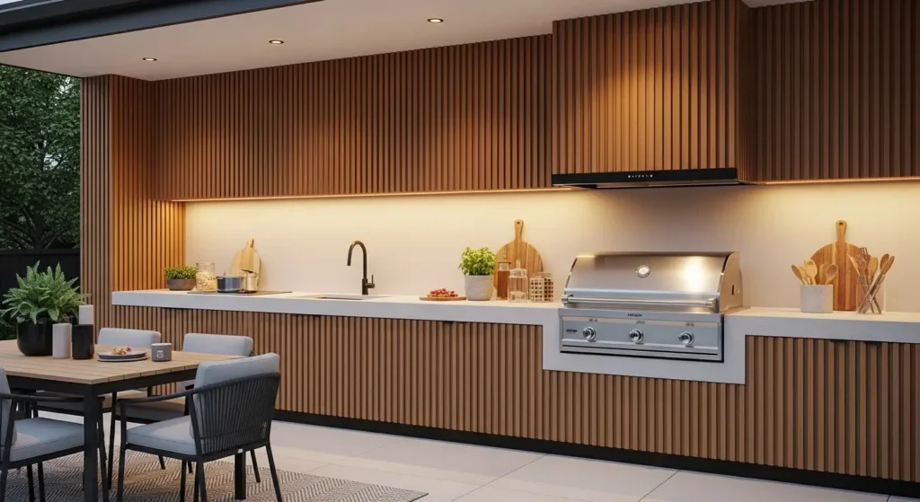 Área Gourmet com Painel Ripado: