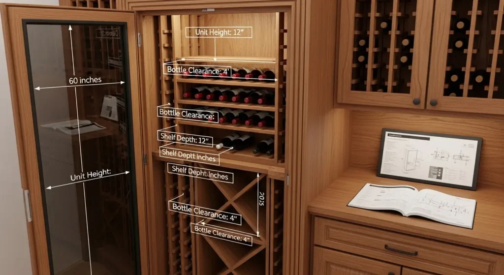 Projeto 3D de Marcenaria para Adega Climatizada com iluminação de led Estilo e Acabamento 1