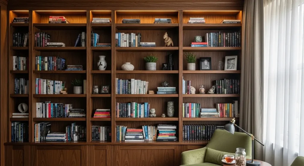 biblioteca-sob-medida-madeira-escura-parede-inteira.