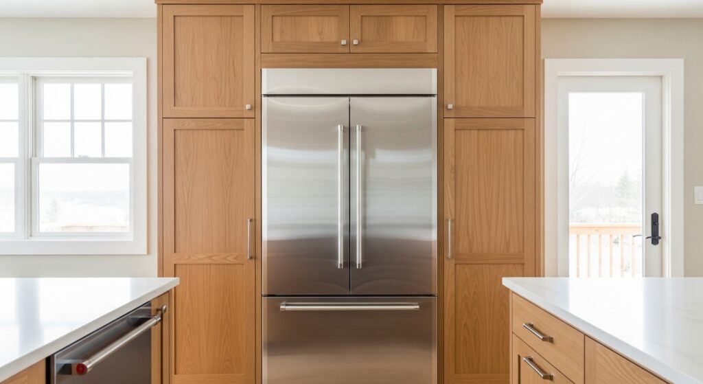 contrate um marceneiro para fazer um armário ao redor da geladeira