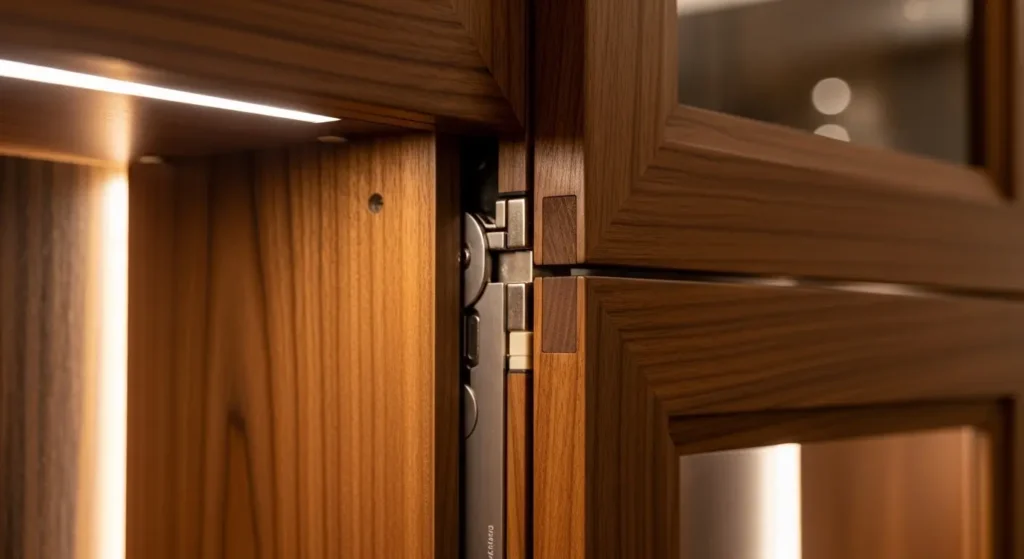 Móveis sob medida de luxo: Detalhe de ferragens invisíveis em móveis sob medida de luxo