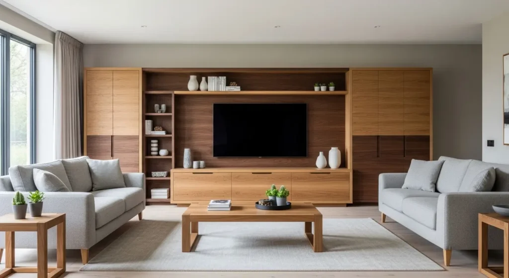 marcenaria planejada moderna em sala pequena